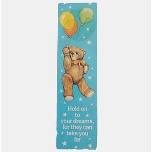 Vintage 80s Teddy Bear Bookmark, Balloons Dreams, paperboard, 1984 Antioch Z-311